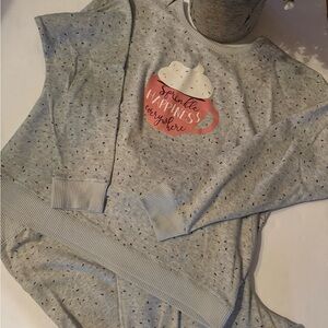 Gray Sweatshirt with Happiness Mug Design